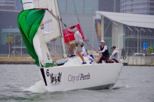 James Hodgson and team competing in the 2017 Warren Jones International Youth Regatta. Credit Warren Jones Regatta.