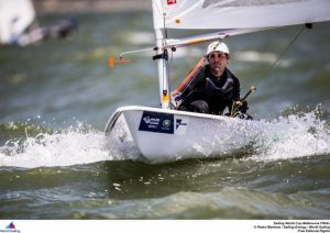 Mitch Kennedy competing in this month's Sailing World Cup Final in Melbourne. Credit Pedro Martinez, Sailing Energy.